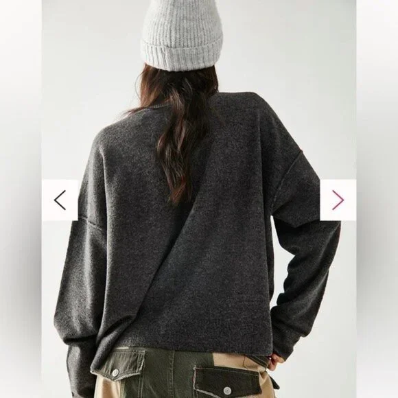 Free People Luna Sweater-Charcoal Grey xs - Picture 9 of 11